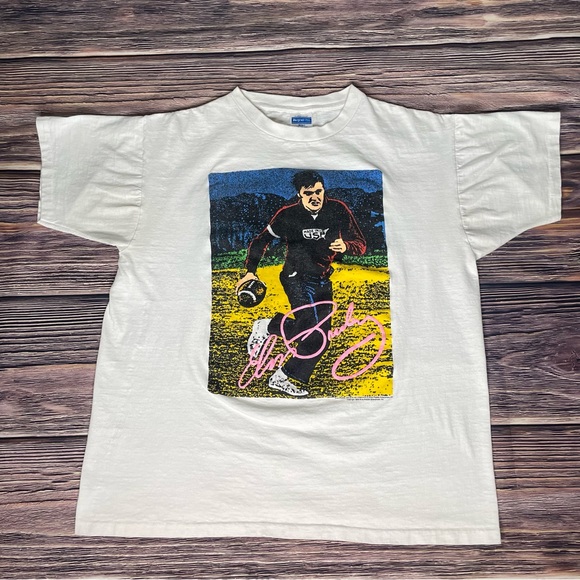 Vintage 1988 Elvis Presley T-Shirt Football Signature Puff Print USA XL RARE - Picture 13 of 13